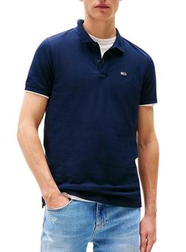 Polo Tommy Jeans Slim azul marinho para homem.