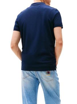 Polo Tommy Jeans Slim azul marinho para homem.