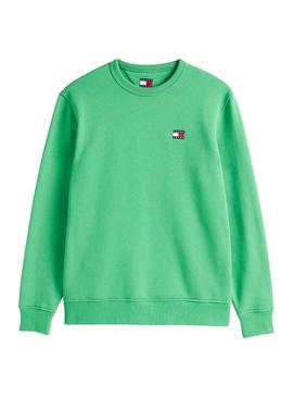 Moletom Tommy Jeans Badge verde para homem.