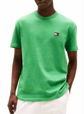 Camiseta Tommy Jeans Badge verde para homem