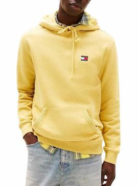 Moletom Tommy Jeans Badge amarelo para homem.