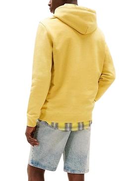 Moletom Tommy Jeans Badge amarelo para homem.
