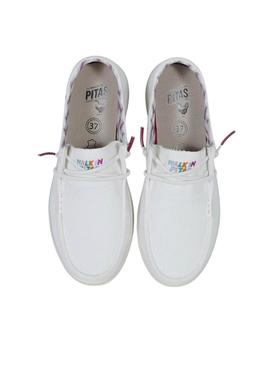 Sapatilhas Walkin Pitas Natal branca para mulher.