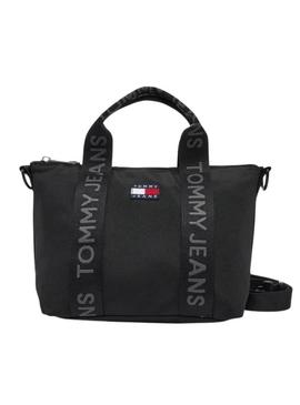 Bolsa Tommy Jeans Mini Tote preta para mulher.