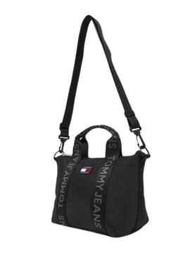 Bolsa Tommy Jeans Mini Tote preta para mulher.