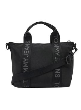 Bolsa Tommy Jeans Mini Tote preta para mulher.