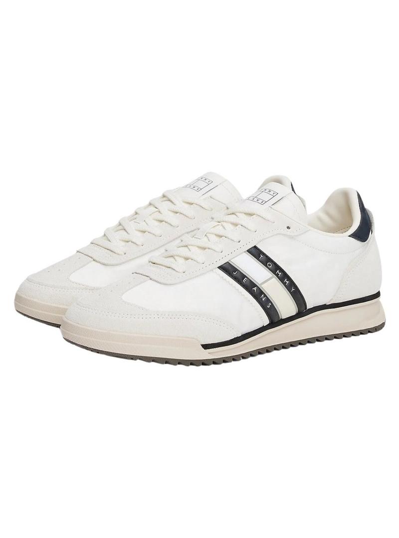 Sapatilhas Tommy Jeans Retro branco e preto para homem.