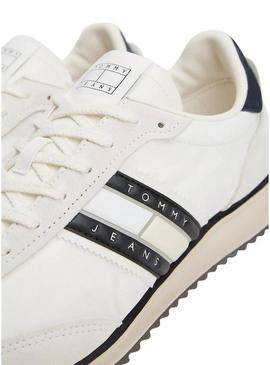Sapatilhas Tommy Jeans Retro branco e preto para homem.