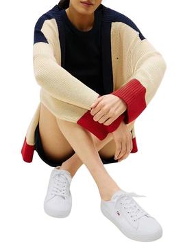 Tênis Tommy Hilfiger Vulc branco para mulher.