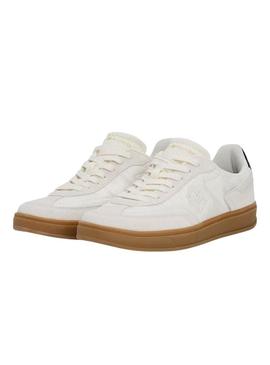 Sapatilhas Tommy Hilfiger Heritage bege para mulher.