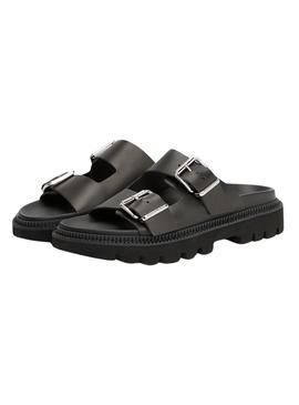 Sandálias Tommy Jeans Double Strap preto para mulher.