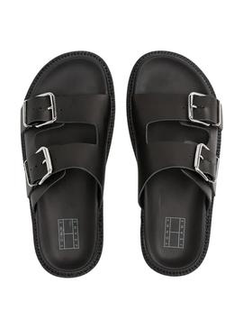 Sandálias Tommy Jeans Double Strap preto para mulher.