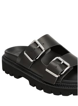 Sandálias Tommy Jeans Double Strap preto para mulher.