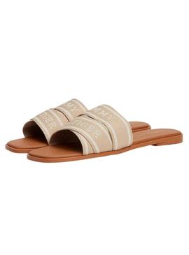 Sandálias Tommy Hilfiger Webbing bege para mulheres