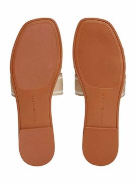 Sandálias Tommy Hilfiger Webbing bege para mulheres
