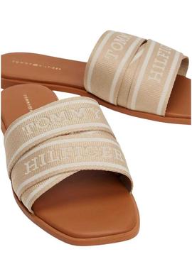 Sandálias Tommy Hilfiger Webbing bege para mulheres