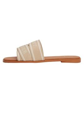 Sandálias Tommy Hilfiger Webbing bege para mulheres