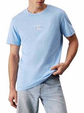 Camisa Calvin Klein Jeans Monologo azul para homem.