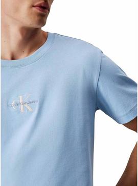Camisa Calvin Klein Jeans Monologo azul para homem.