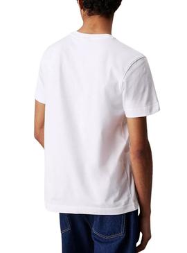 Camiseta Calvin Klein Jeans Woven Label branca para homem.