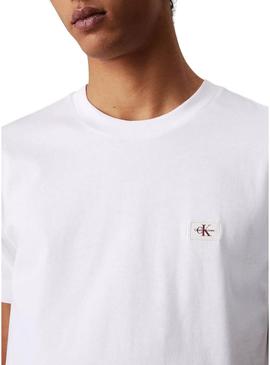 Camiseta Calvin Klein Jeans Woven Label branca para homem.