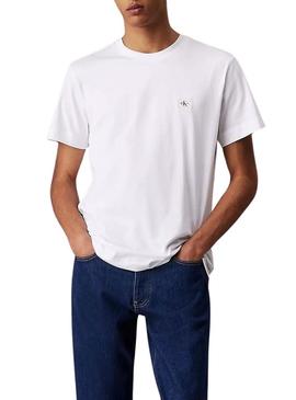 Camiseta Calvin Klein Jeans Woven Label branca para homem.