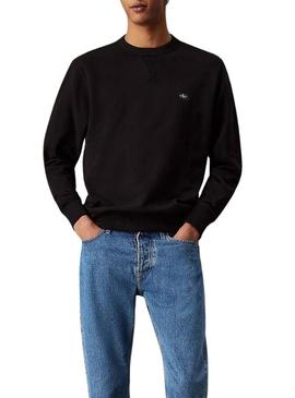 Moletom Calvin Klein Jeans Woven Label preto para homem.