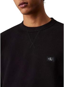 Moletom Calvin Klein Jeans Woven Label preto para homem.