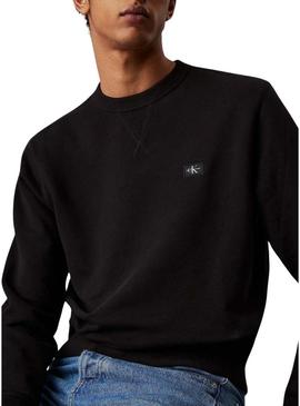 Moletom Calvin Klein Jeans Woven Label preto para homem.