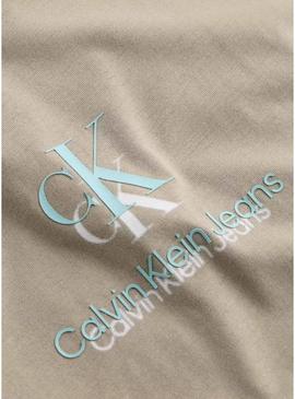 Camisa Calvin Klein Jeans Shadow logo bege para homem.