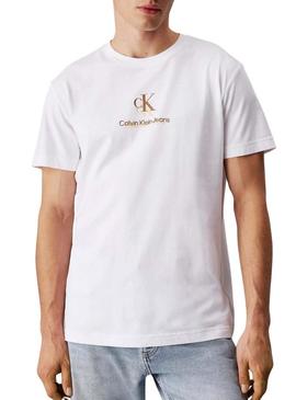 Camisa Calvin Klein Jeans Shadow logo branco para homem.