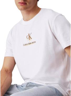 Camisa Calvin Klein Jeans Shadow logo branco para homem.
