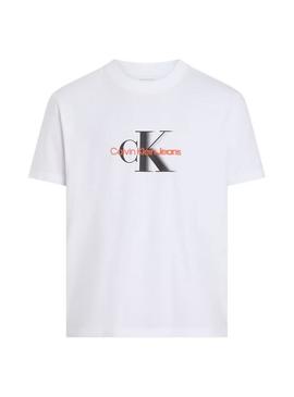 Camiseta Calvin Klein Jeans Monologo branca para homem.