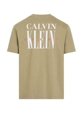 Camiseta Calvin Klein Jeans Serif bege para homem