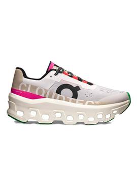 Tênis On Running Cloudmonster branco para mulher.