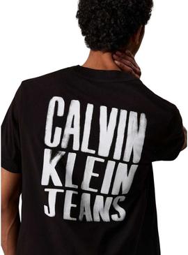 Camiseta Calvin Klein Jeans Pintado preto para homem