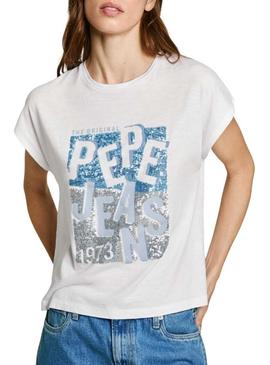 Camiseta Pepe Jeans Viti branca para mulher.