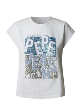 Camiseta Pepe Jeans Viti branca para mulher.