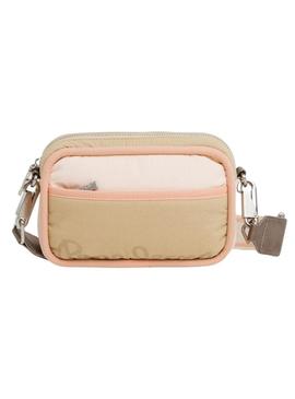 Bolsa Pepe Jeans Brianae Bloom bege para mulher