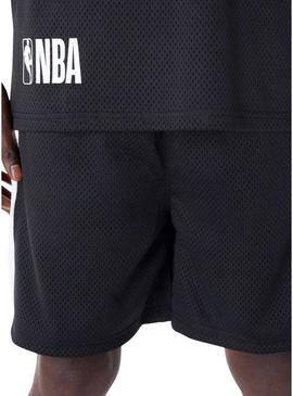 Calção curto New Era Chicago Bulls NBA Graphic mesh preto para homem.