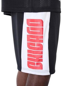 Calção curto New Era Chicago Bulls NBA Graphic mesh preto para homem.