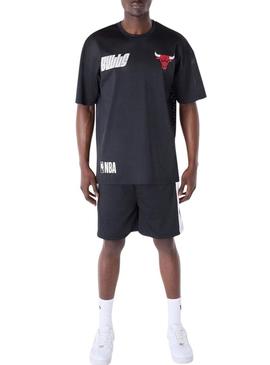 Calção curto New Era Chicago Bulls NBA Graphic mesh preto para homem.