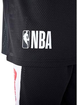 Camiseta New Era Chicago Bulls NBA mesh preta para homem.