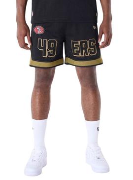 Calção New Era San Francisco 49ers NFL mesh preto para homem