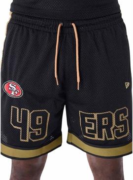 Calção New Era San Francisco 49ers NFL mesh preto para homem