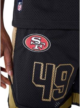 Calção New Era San Francisco 49ers NFL mesh preto para homem