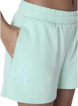 Calções curtos New Era LA Dodgers Essential verde para mulher.