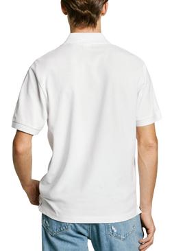 Camisa Polo Pepe Jeans Essential branca para homem.