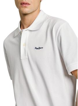 Camisa Polo Pepe Jeans Essential branca para homem.