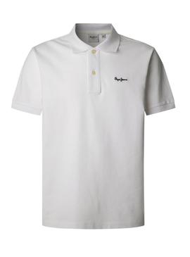Camisa Polo Pepe Jeans Essential branca para homem.